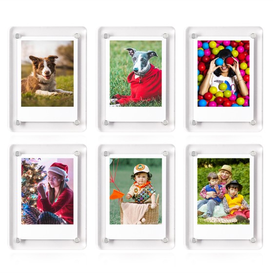 Acrylic Fridge Magnetic Picture Frames, 3x5 Inch Magnetic Clear Photo Frames Fit 3x5 and 4x6 Picture for Refrigerator/Locker/Wall, Compatible with Polaroid Camera Photos 6 Pack